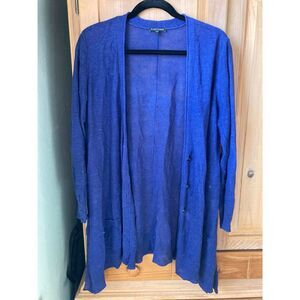 Eileen Fisher | 100% Linen Blue Cardigan Duster Luxury Natural Fibers | Small